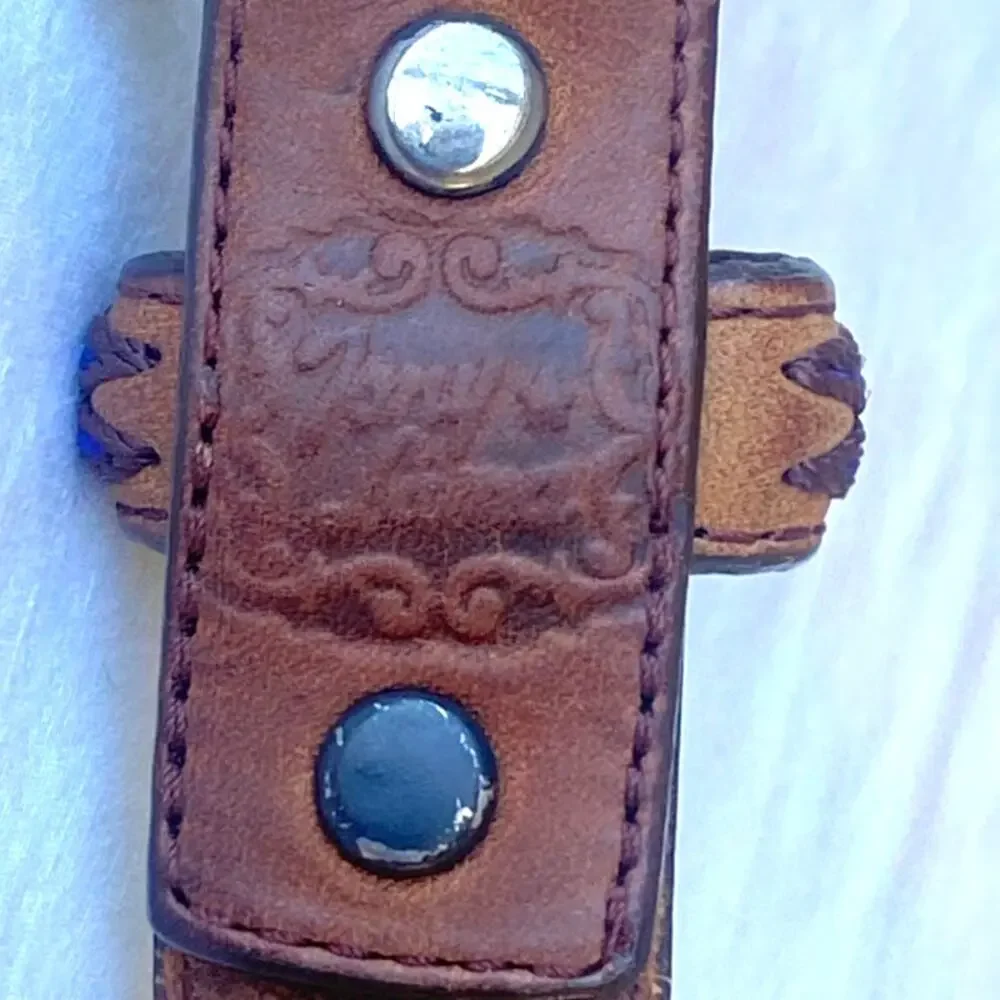 Tony Lama Sierra Madre Western Belt 7719L Men Unisex Leather Conchos Size 30